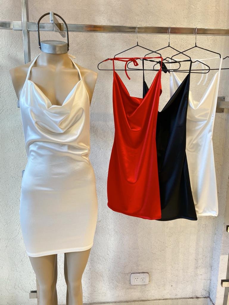 304/S-VESTIDO BUCHE SATEN PUNTO CON TIRA PARA ATAR – Bronze