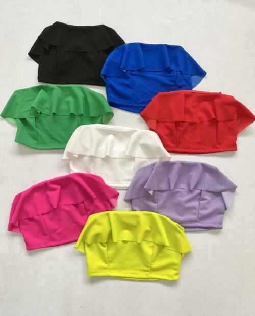 4556-TOP STRAPLESS CREP SASTRE CON VOLADO