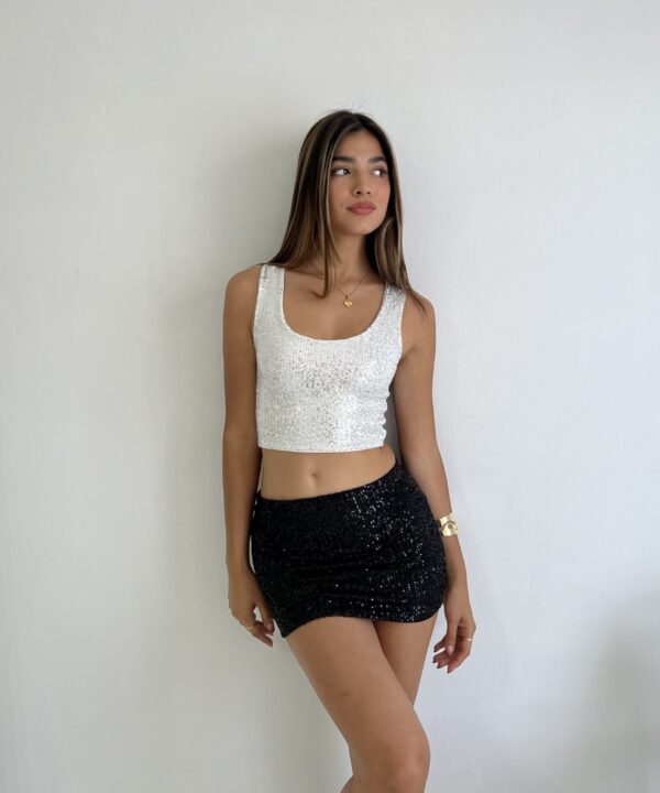 3117/LE-TOP LENTEJUELA FORRO DELANTERO ESPALDA COMBI MICROFIBRA