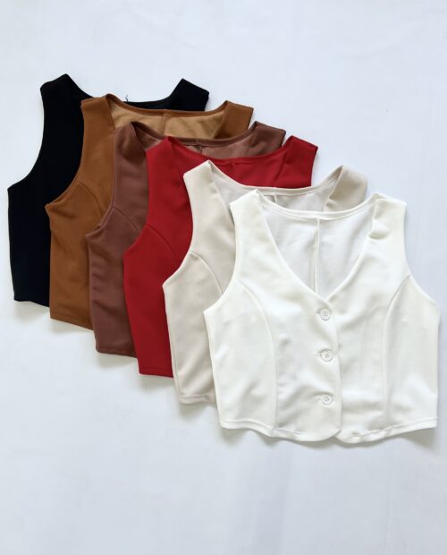 9050-CHALECO CREP SASTRE CON 3 BOTONES