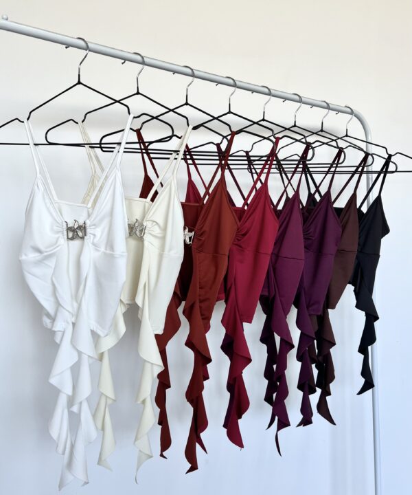 1413/M-TOP MICROFIBRA TIRITA CENTRO VOLADO CAIDO CON HEBILLA ESTRELLITA CHICA