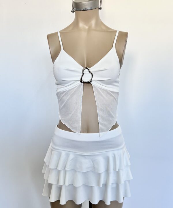 Alternative view of 1799/M-TOP MICROFIBRA TIRITA PECHERA FORRADO CON HEBILLA ONDULADO CENTRO Y COMBI VOLADO TUL