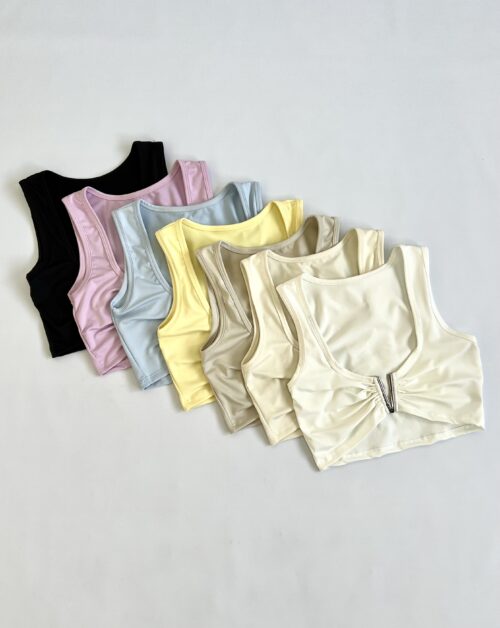 3209/M-CROPTOP MUSCULOSA MICROFIBRA ESCOTE CUADRADO CON HEBILLA V CENTRO