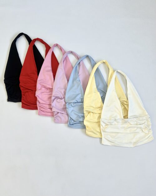 2909/M-TOP MARILYN MICROFIBRA ELASTICO BAJO BUSTO CON FRUNCE LATERAL CUERPO