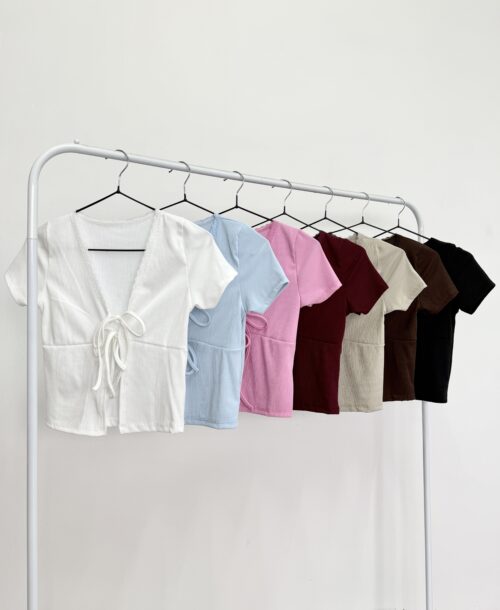 1804-REMERA MORLEY TAO CHALECO CUELLO PUNTILLA FINITO 2 TIRAS PARA ATAR CENTRO