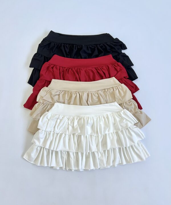 522-MINI POLLERA MODAL SOFT 3 VOLADOS FRUNCIDOS