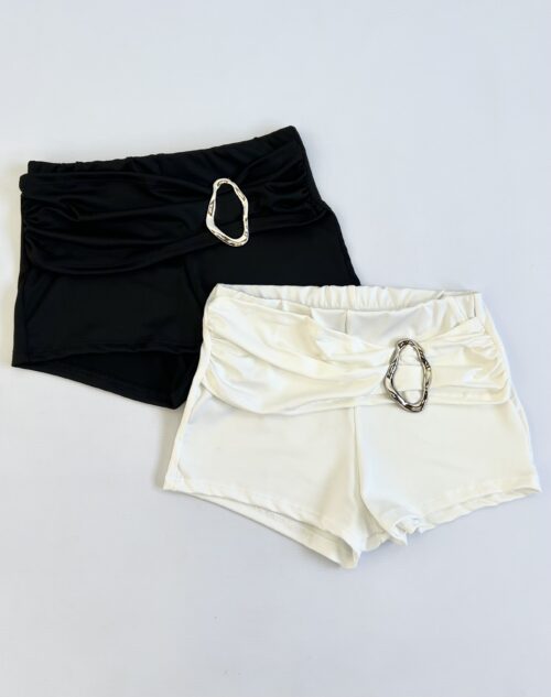 28/M-SHORT MICROFIBRA CINTURON FRUNCIDO CON HEBILLA ONDULADO GRANDE