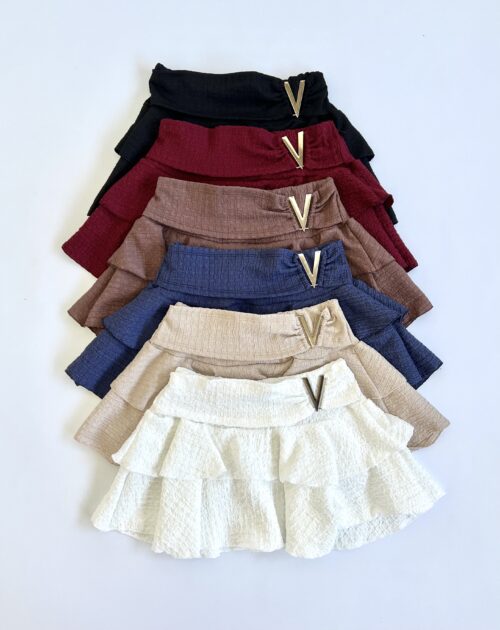 708/BA-POLLERA BAMBULA PUNTO DOBLE VOLADO CON CINTURON HEBILLA V GRANDE