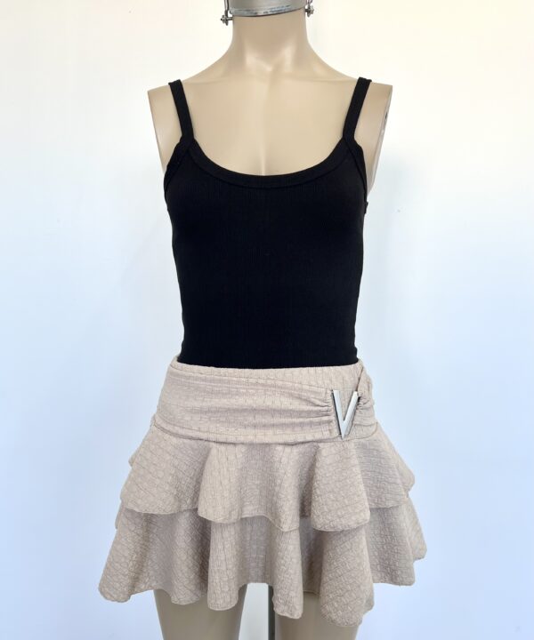 Alternative view of 708/BA-POLLERA BAMBULA PUNTO DOBLE VOLADO CON CINTURON HEBILLA V GRANDE