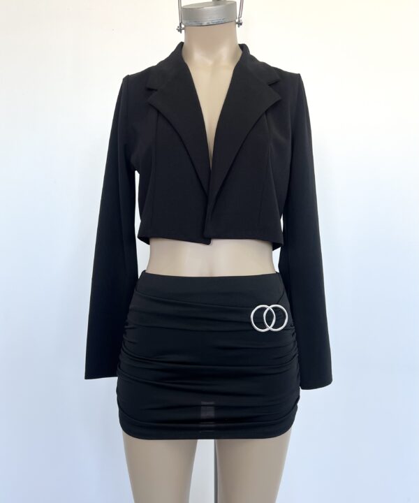 Alternative view of 613/M-POLLERA MICROFIBRA FRUNCE LATERALES ELASTICO CINTURON CON HEBILLA OO