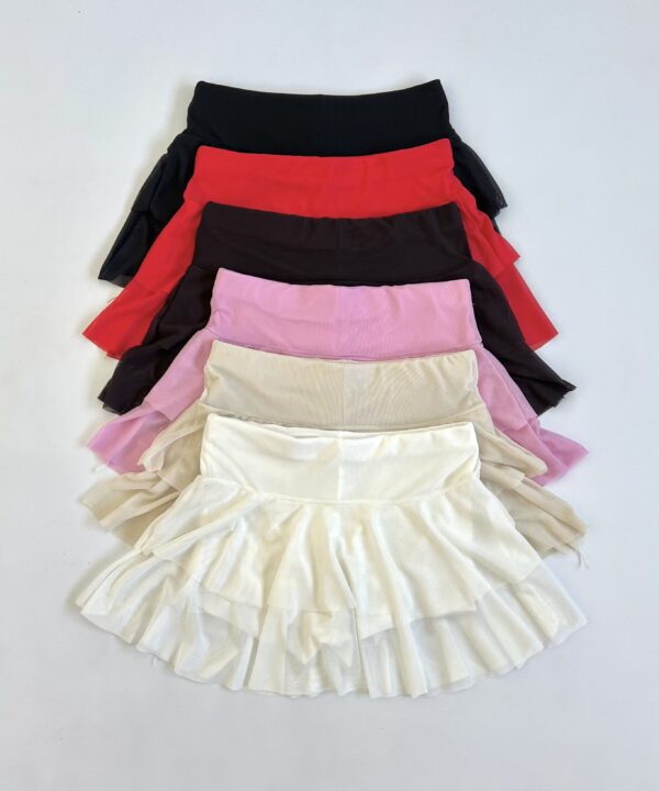 Alternative view of 636/T-POLLERA SKORT TUL LISO DOBLE VOLADO CON ELASTICO CINTURA Y SHORT