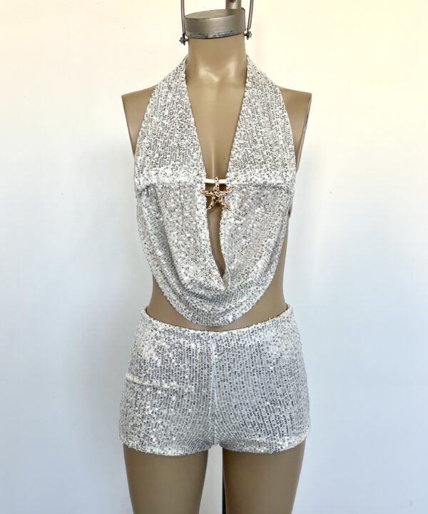 Alternative view of 2113/LE-TOP MARILYN LENTEJUELA CORDON HEBILLA ESTRELLA GRANDE CON FRUNCE BAJO BUSTO Y VOLADO BUCHE