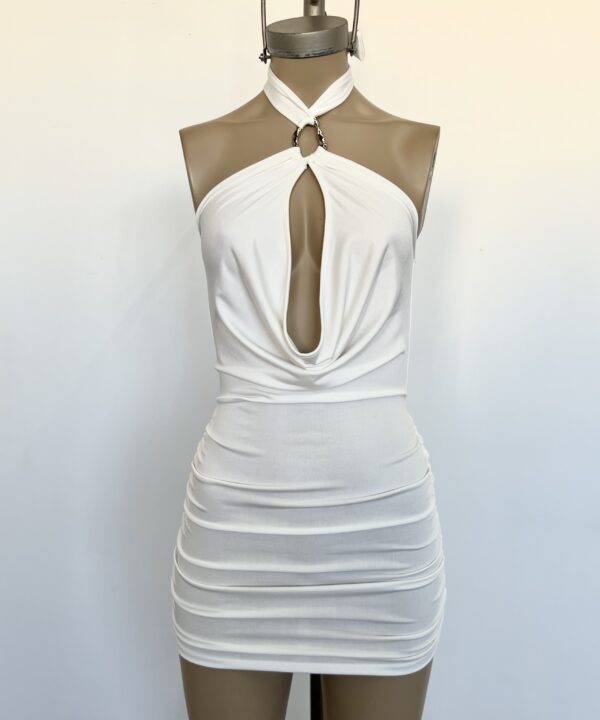 Alternative view of 428/M-VESTIDO MICROFIBRA HALTER BUCHE CAIDO HEBILLA ARGOLLA CON TIRA PARA ATAR CUELLO Y LATERALES FRUNCE ELASTICO