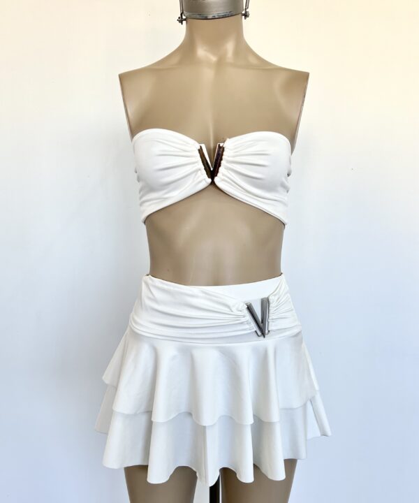 Alternative view of 708/M-POLLERA MICROFIBRA CINTURON HEBILLA V GRANDE DOBLE VOLADO