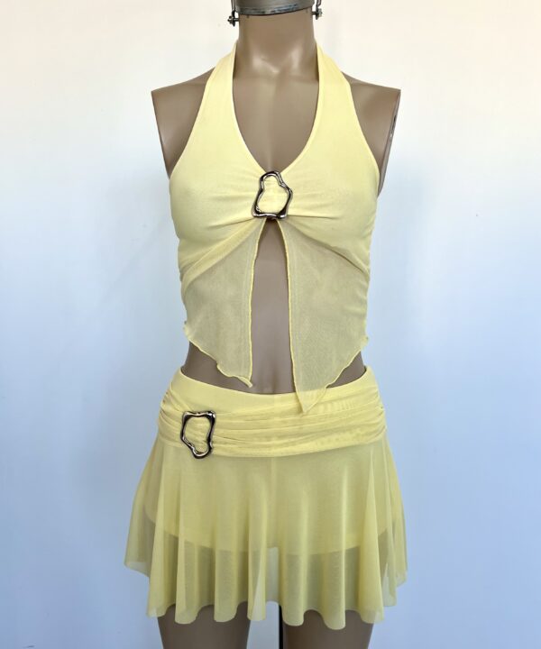 Alternative view of 637/T-POLLERA SKORT TUL CINTURON HEBILLA ONDULADO CHICO CON VOLADO Y SHORT