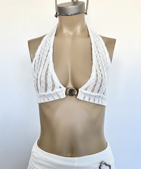 Alternative view of 2204/W-TOP CORPIÑO CROCHET WASABI CENTRO HEBILLA ALMEJA Y ESPALDA PARA ATAR