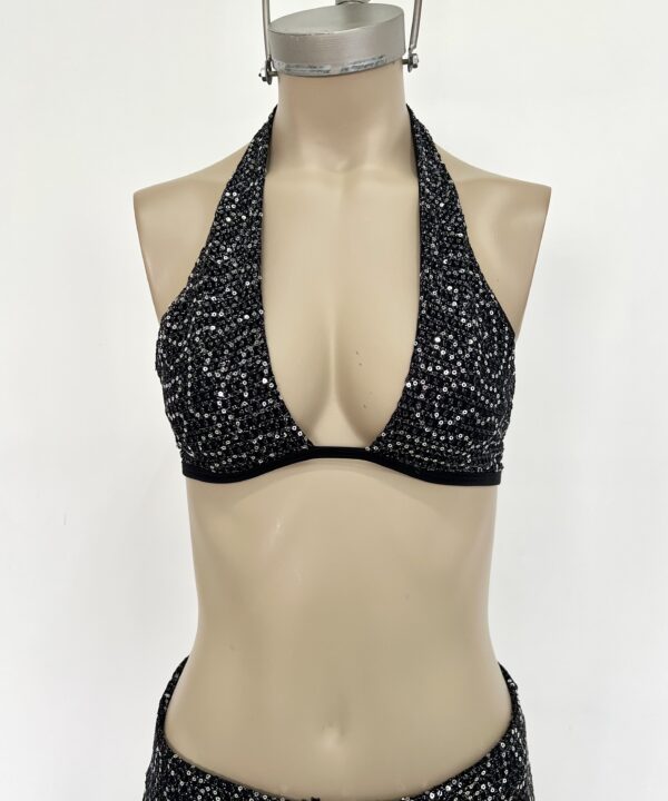 Alternative view of 1825/RLE-TOP RED LENTEJUELA CUELLO CRUZADO HALTER FORRADO CON TIRA PARA ATAR