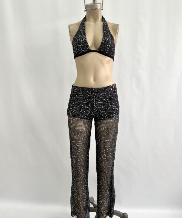 Alternative view of 73/RLE-PALAZZO RED LENTEJUELA CON SHORT Y ELASTICO