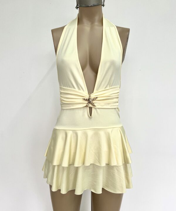 Alternative view of 324/M-VESTIDO MICROFIBRA MARILYN CINTURON HEBILLA ESTRELLA CON DOBLE VOLADO