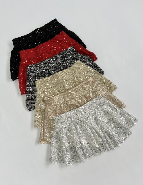 635/LE-POLLERA LENTEJUELA VOLADO CON SHORT Y ELASTICO CINTURA