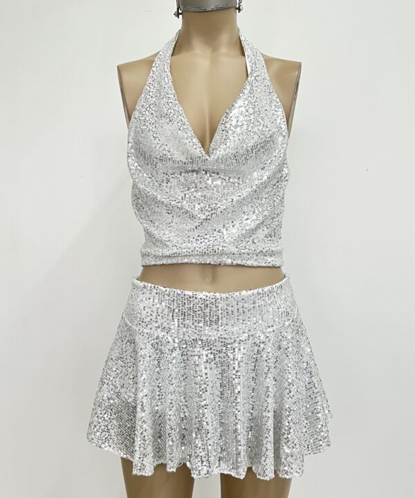 Alternative view of 635/LE-POLLERA LENTEJUELA VOLADO CON SHORT Y ELASTICO CINTURA