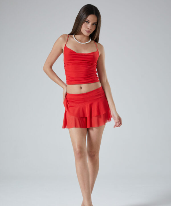 2210/T-TOP TUL LISO SEMIBUCHE CON BRETEL COLA DE RATA FORRADO