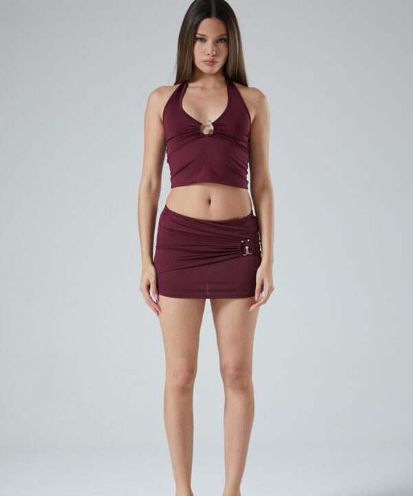 641/M-POLLERA MICROFIBRA RECORTE IRREGULAR CADERA CON HEBILLA W CRISTAL