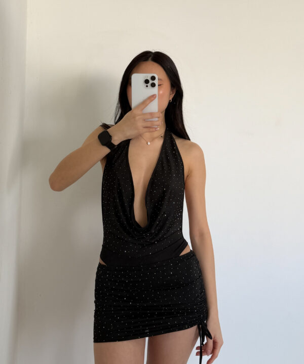 6522/MS-BODY MICROFIBRA STRASS BUCHE CAIDO ESPALDA DESCUBIERTO