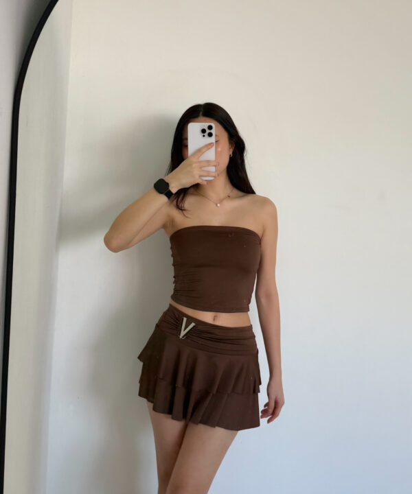 8338/M-TOP STRAPLESS MICROFIBRA LARGO CON FORRO