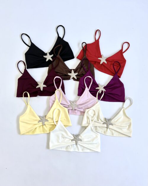 1703/M-CROPTOP MICROFIBRA TIRITA CON HEBILLA ESTRELLA GRANDE PECHERA FORRADO