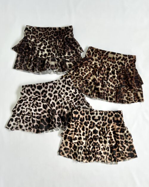 636/TA-POLLERA SKORT TUL ANIMAL DOBLE VOLADO CON SHORT Y ELASTICO CINTURA