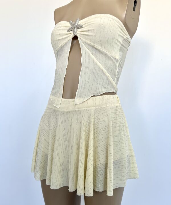 Alternative view of 635/TB-POLLERA SKORT TUL BRILLO VOLADO CON SHORT ABAJO