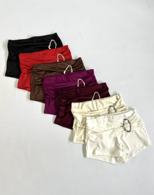 28/M-SHORT MICROFIBRA CINTURON FRUNCIDO CON HEBILLA ONDULADO GRANDE