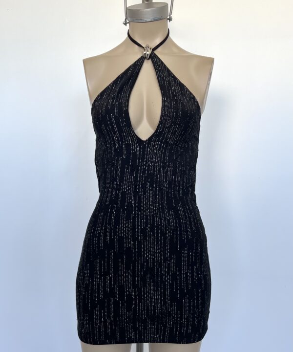 Alternative view of 441/TB-VESTIDO TUL BRILLO HALTER ESCOTADO CON HEBILLA CHICA PARA ATAR