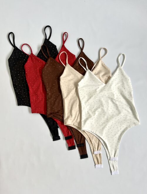 5340/MS-BODY MICROFIBRA STRASS TIRITA ESCOTE V PECHERA FORRADO Y GANCHO