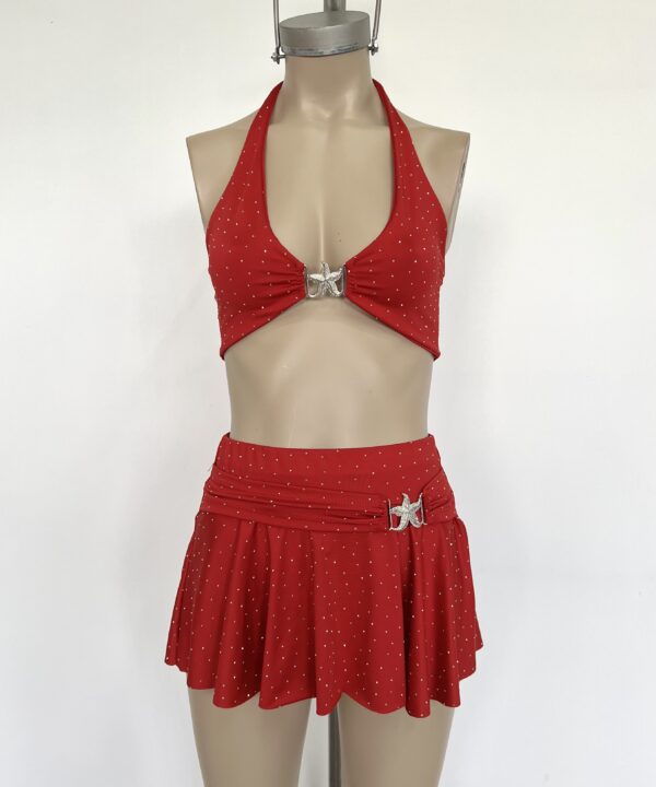 Alternative view of 637/MS-POLLERA MICROFIBRA STRASS VOLADO CON CINTURON HEBILLA ESTRELLITA