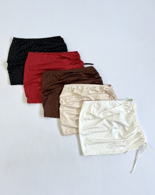 607/MS-POLLERA MICROFIBRA STRASS FRUNCE LATERAL CORDON