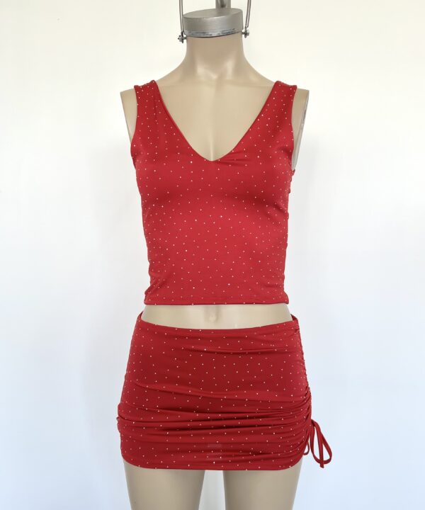 Alternative view of 607/MS-POLLERA MICROFIBRA STRASS FRUNCE LATERAL CORDON