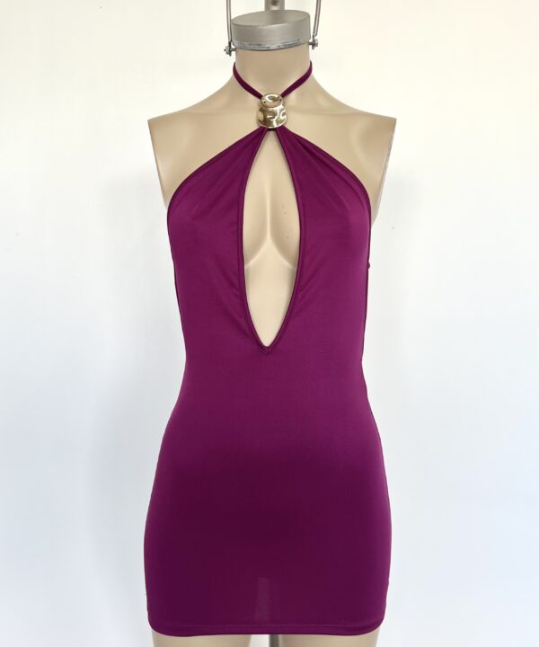 Alternative view of 481/M-VESTIDO MICROFIBRA HALTER ESCOTADO HEBILLA DOBLE CIRCULO CON TIRA PARA ATAR CUELLO Y ESPALDA