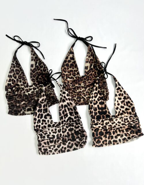 2662/TA-TOP TUL ANIMAL PECHERA FORRADO PARA ATAR CUELLO Y ELASTICO BAJO BUSTO Y LATERALES
