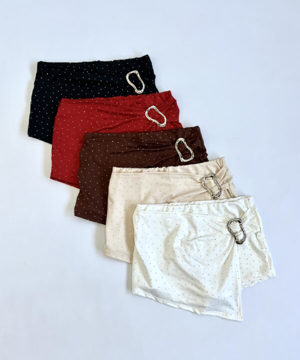 65/MS-SKORT MICROFIBRA STRASS HEBILLA ONDULADO CON ELASTICO CINTURA SHORT