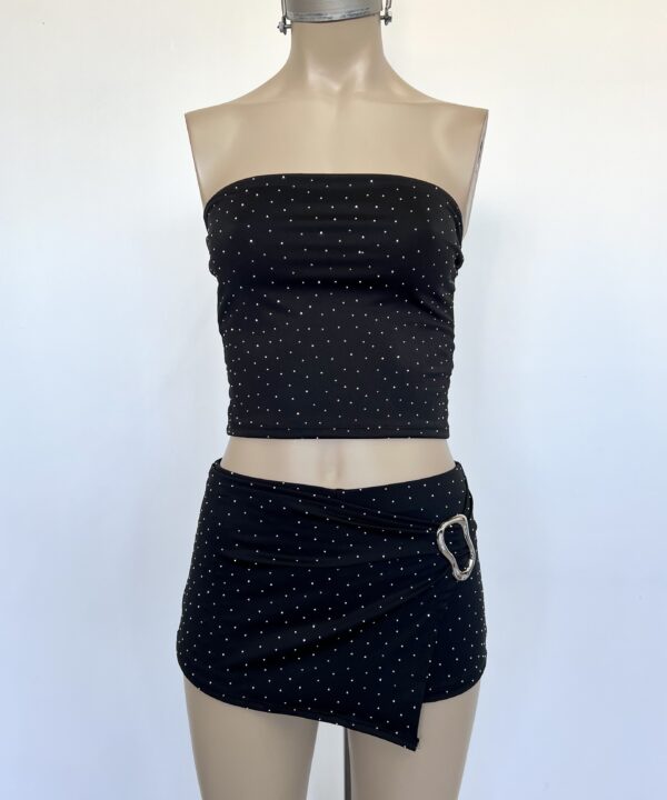 Alternative view of 65/MS-SKORT MICROFIBRA STRASS HEBILLA ONDULADO CON ELASTICO CINTURA SHORT