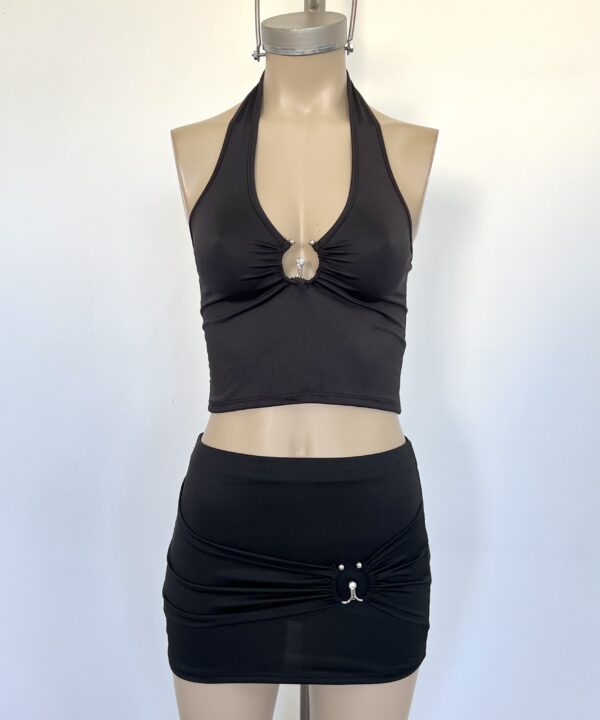 Alternative view of 641/M-POLLERA MICROFIBRA RECORTE IRREGULAR CADERA CON HEBILLA W CRISTAL