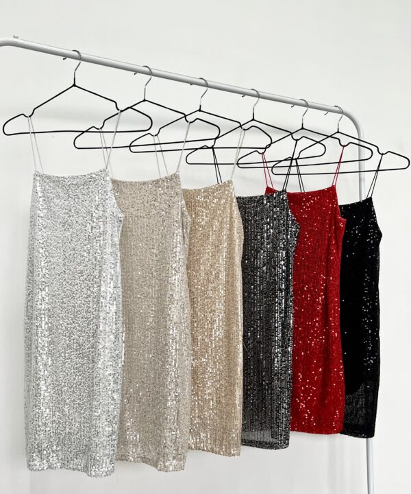 Alternative view of 376/LE-VESTIDO LENTEJUELA RECTO BRETEL COLA DE RATA CON FORRO MICROFIBRA