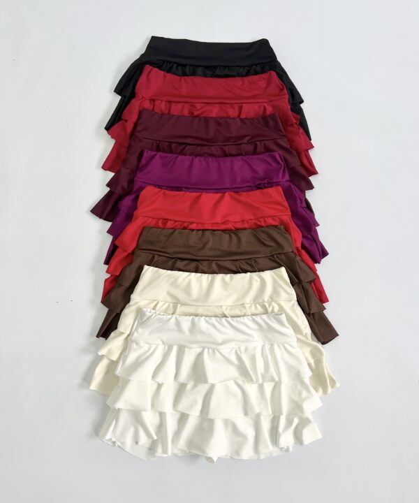 643/M-POLLERA MICROFIBRA CON SHORT 3 VOLADOS