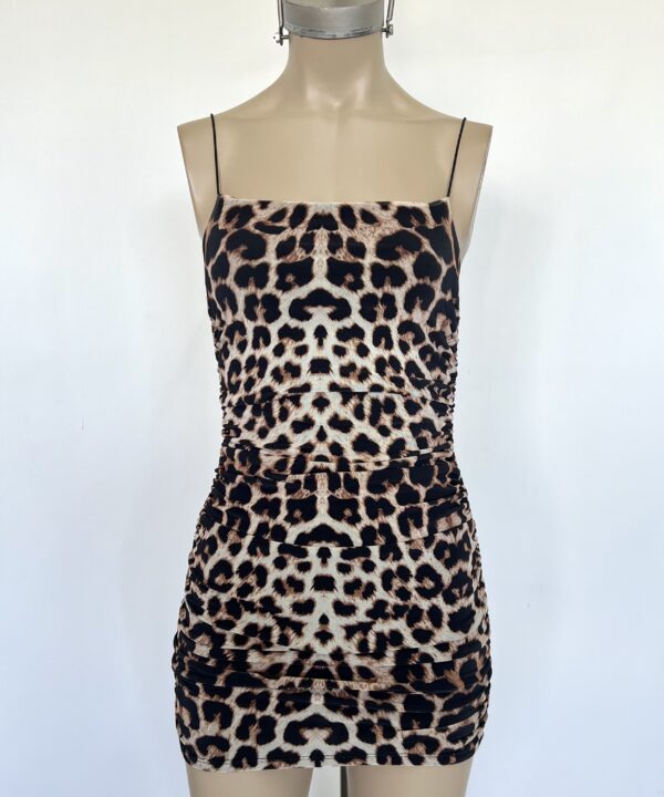 Alternative view of 349/TA-VESTIDO TUL ANIMAL RECTO CON BRETEL COLA DE RATA Y LATERALES FRUNCE ELASTICO