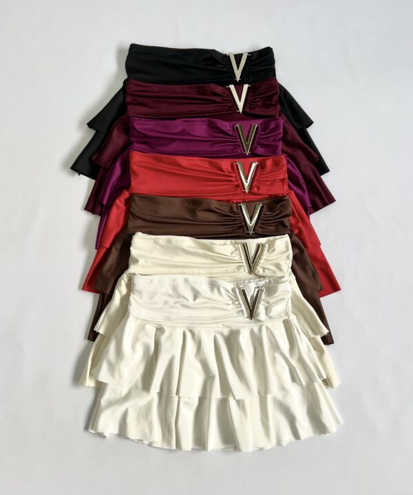 708/M-POLLERA MICROFIBRA CINTURON HEBILLA V GRANDE DOBLE VOLADO