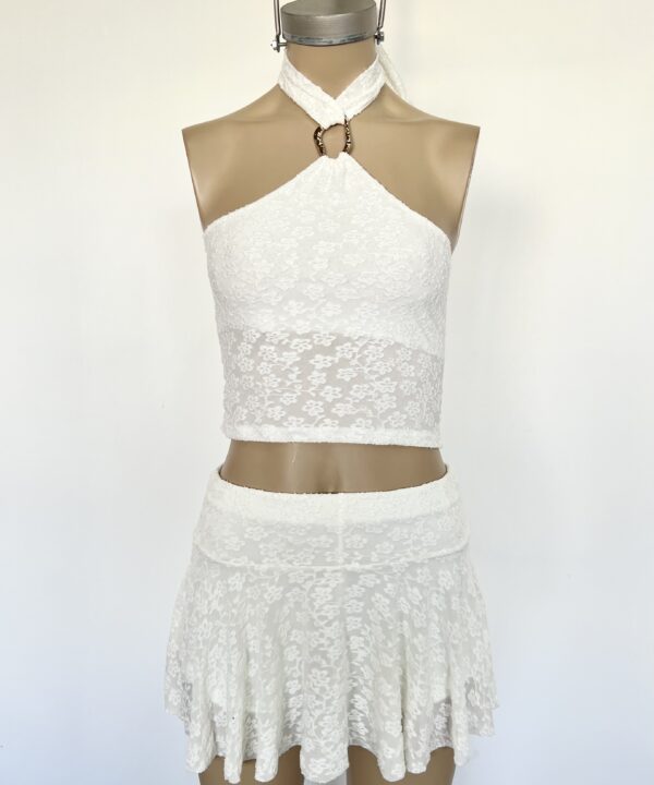 Alternative view of 2101/J-TOP TUL JACQUARD FLOR HALTER HEBILLA CIRCULO RELIEVE TIRA ANCHA PARA ATAR CUELLO