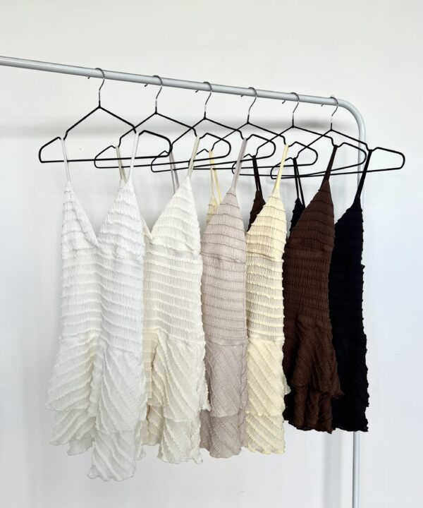 285/R-VESTIDO RUFFLE TIRITA CORPIÑO PECHERA FORRADO CON DOBLE VOLADO