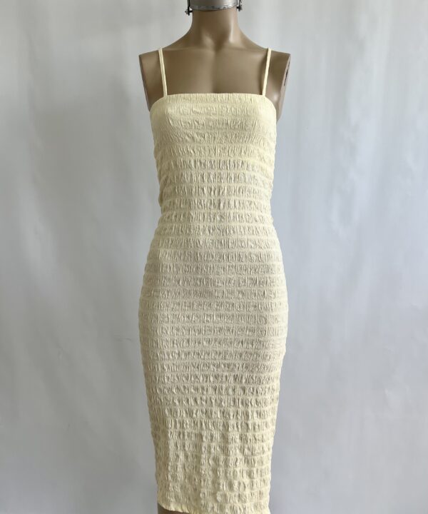 Alternative view of 320/BC-VESTIDO BAMBULA CORRUGADO TIRITA PECHERA FORRADO CON TAJO LATERAL